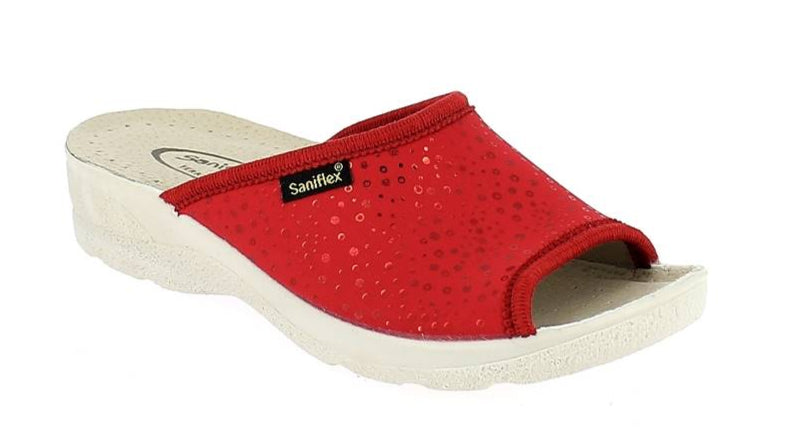 Red sandal with white sole on a white background