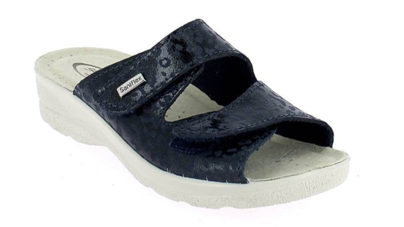 Black sandal with white sole on a white background